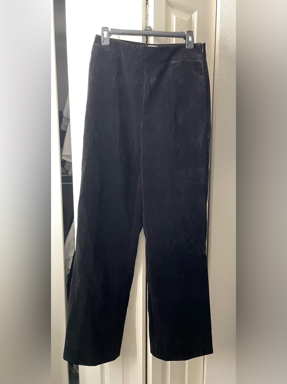 Classic Black Wide-Leg Velvet Pants